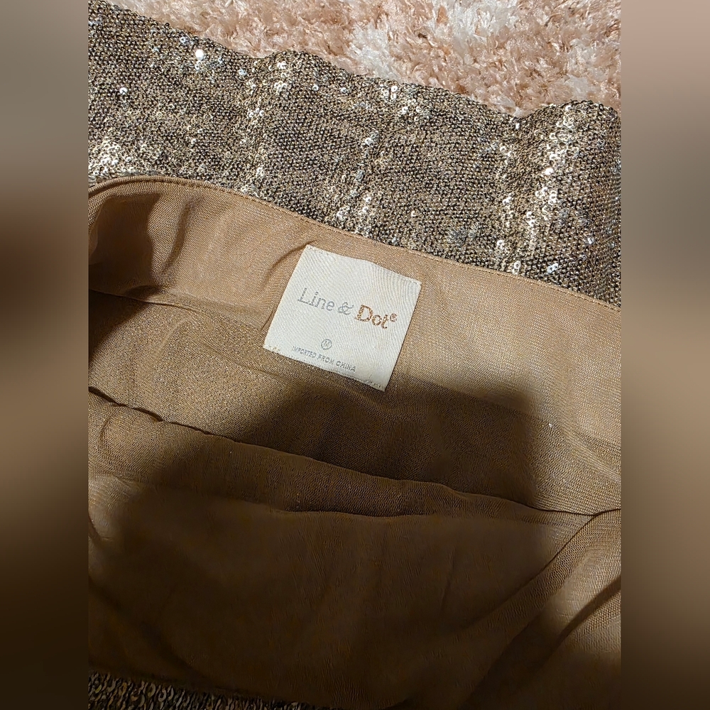 Line & Dot Gold Sequin Maxi Skirt - Picture 5 of 6